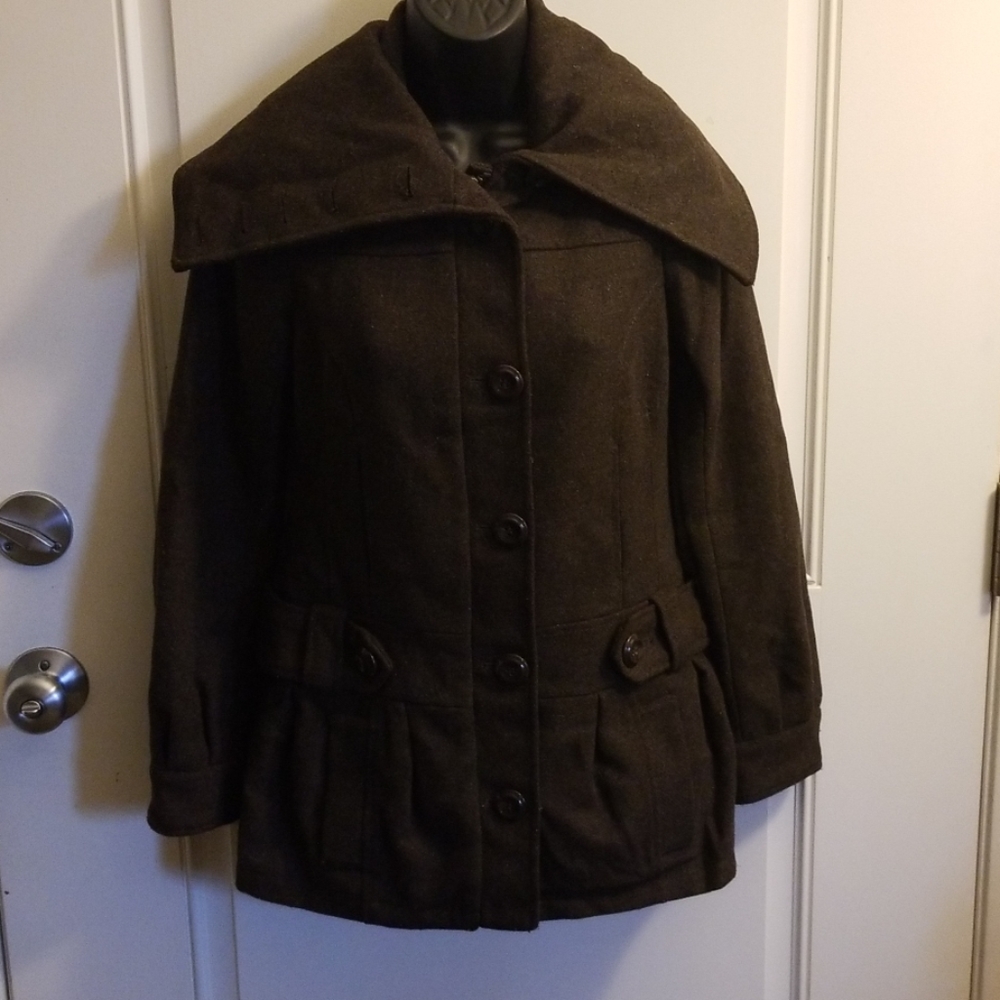 H&M Brown Pea Coat - Picture 1 of 8